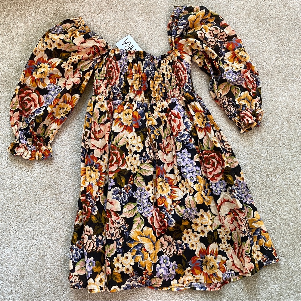 Oliviaceous floral puff sleeve dress
